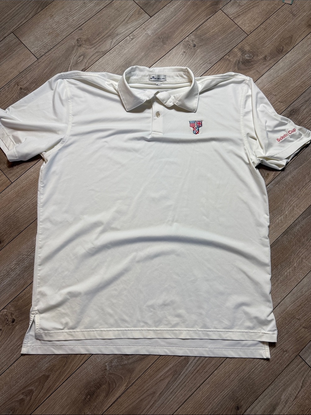 Peter Millar Cream Polo with Embroidered Crest